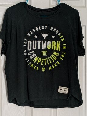 Under Armour Project Rock Outwork The Competition Tee Green Women's Size Small